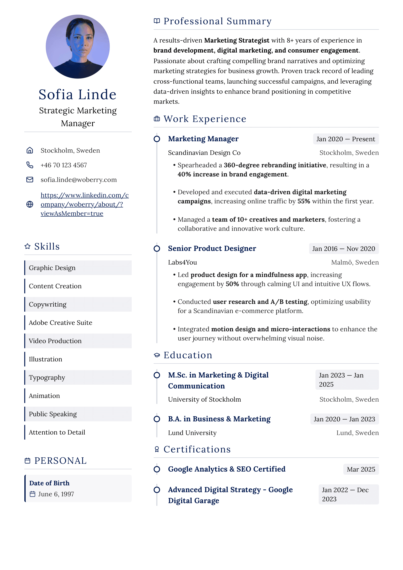 Haga resume template