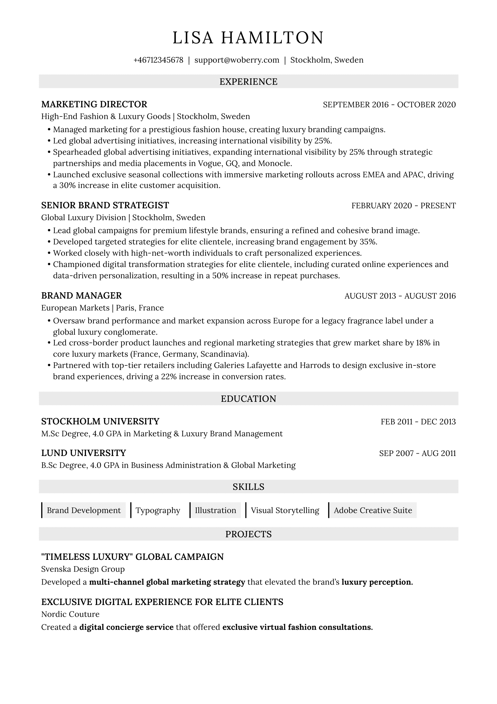 Pärla resume template