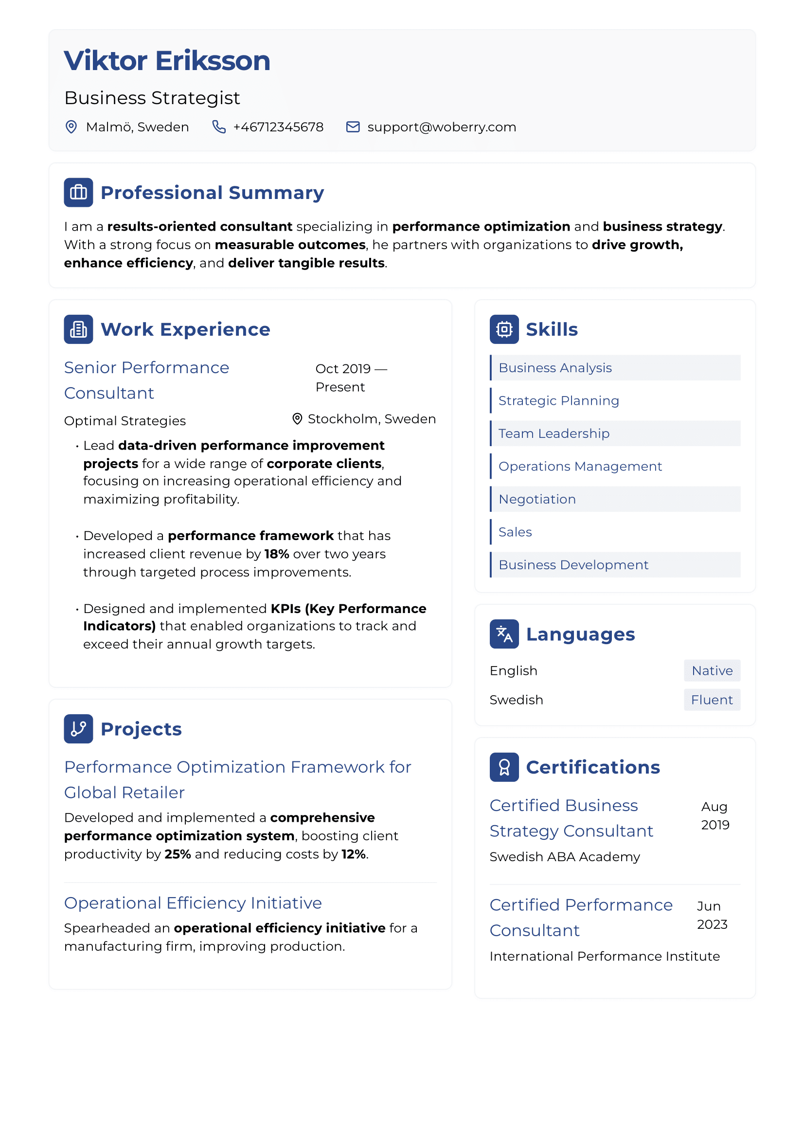 Resultat resume template